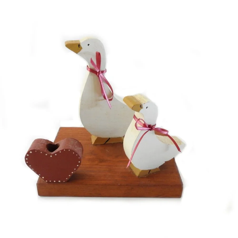 Solid Wood Pencil Holder White Gees And Heart Design Primitive Farmhouse Decor